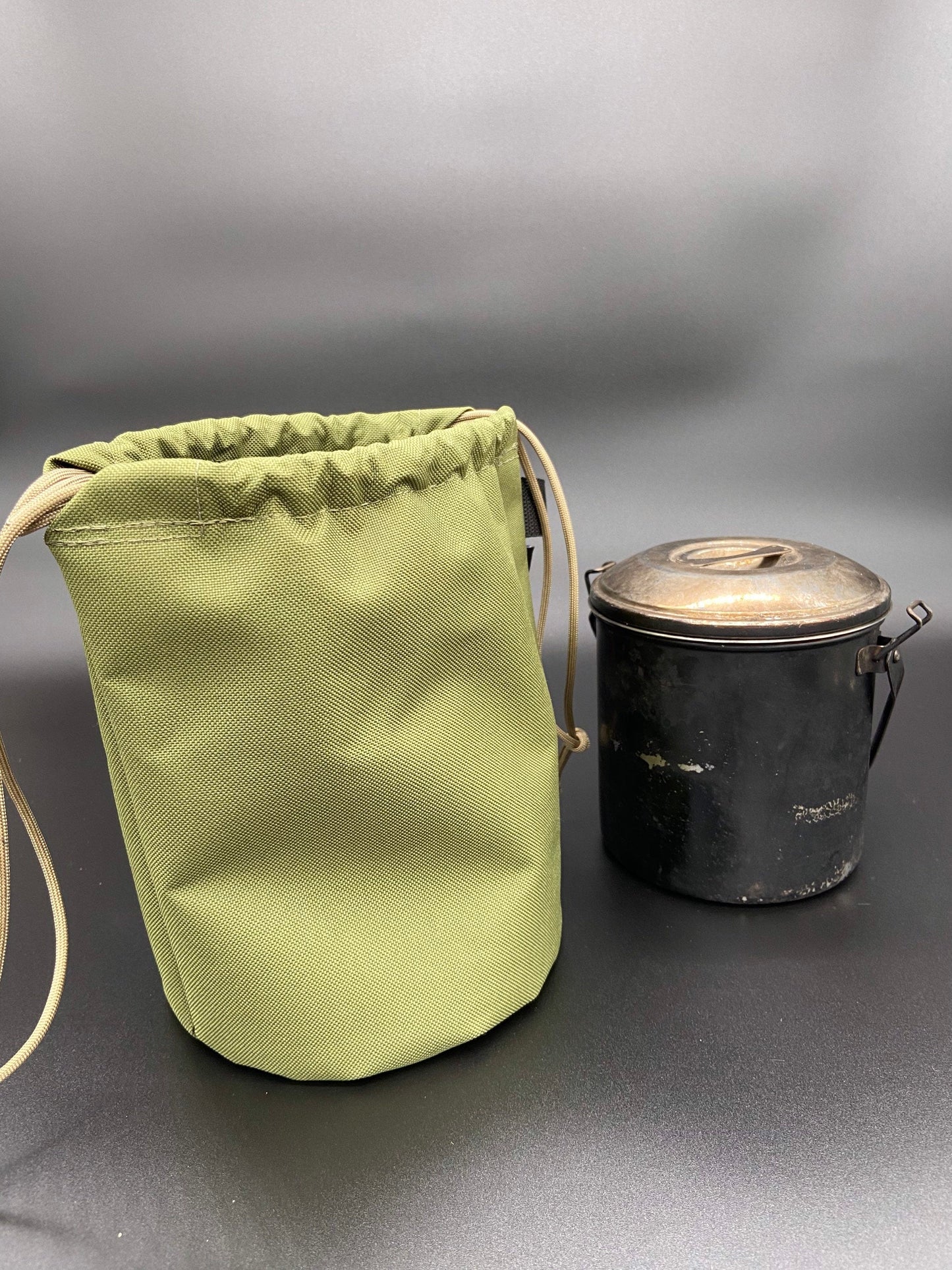 16cm Billie Pot Bag Olive Green Drawstring